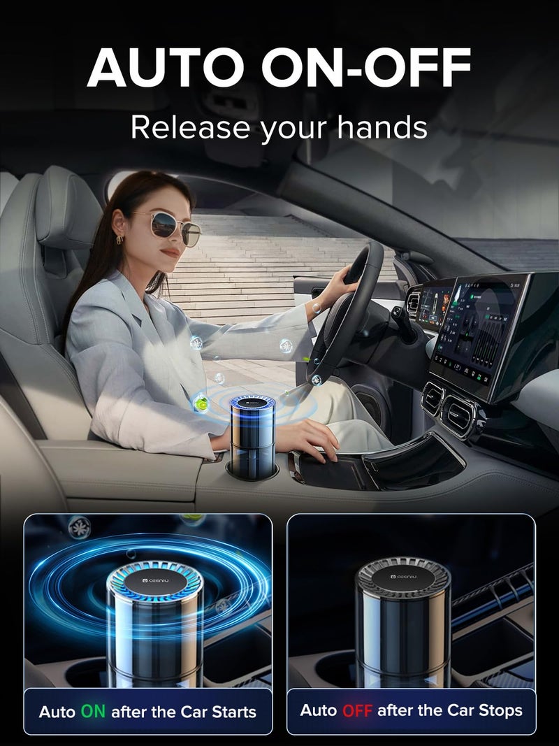 Ceeniu New Smart Car Air Freshener 135ml آخر 6 أشهر تشغيل/إيقاف تلقائي معطر السيارة يدوم طويلاً، متعدد الأوضاع، قابل للتعديل، ضوء، عطر فرنسي طبيعي، CF3، ناشر رائحة، رائحة الثلج والنعناع - Image 4